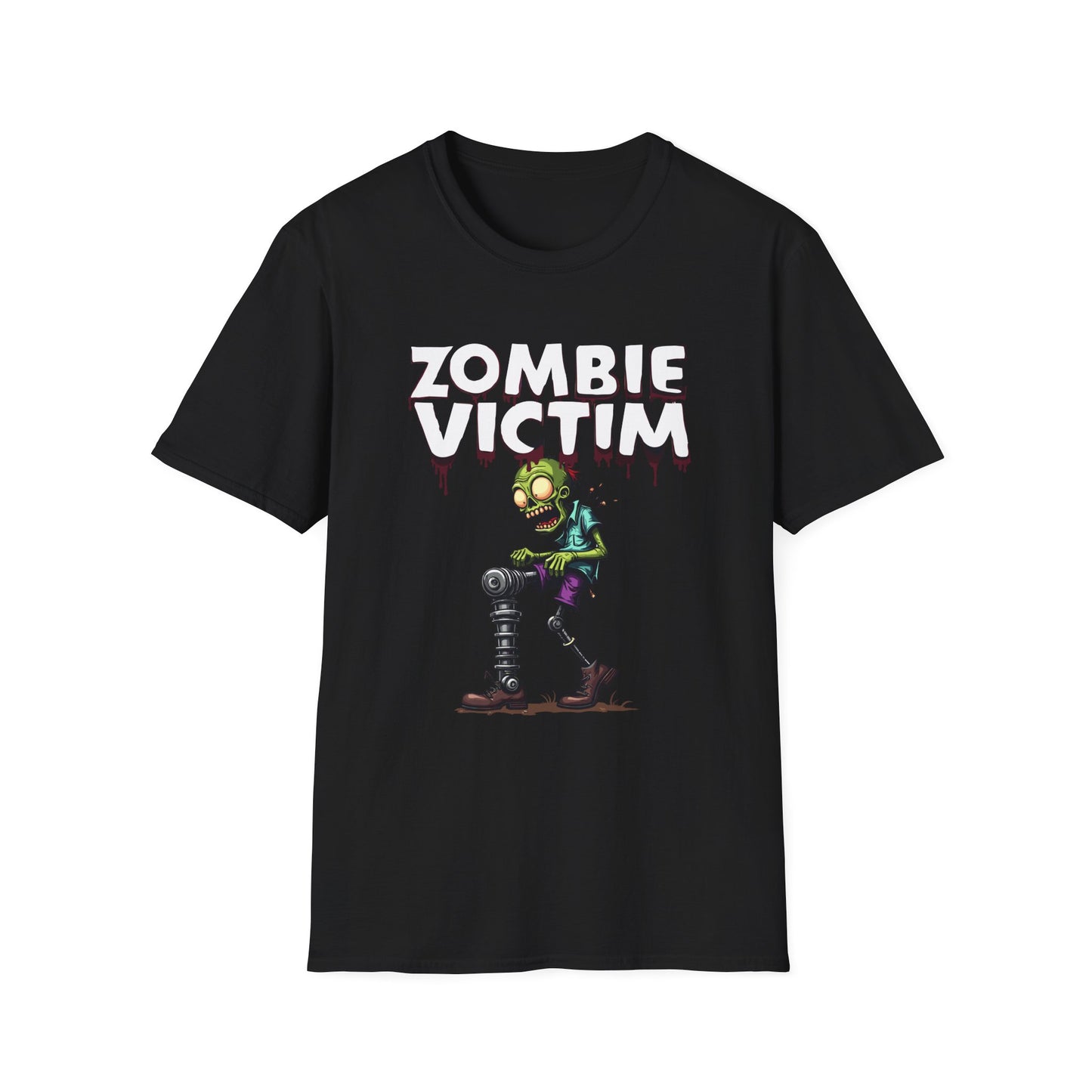 Amputee Humor, Limb Loss Awareness Tee, Zombie Victim Amp V1 Blk Print