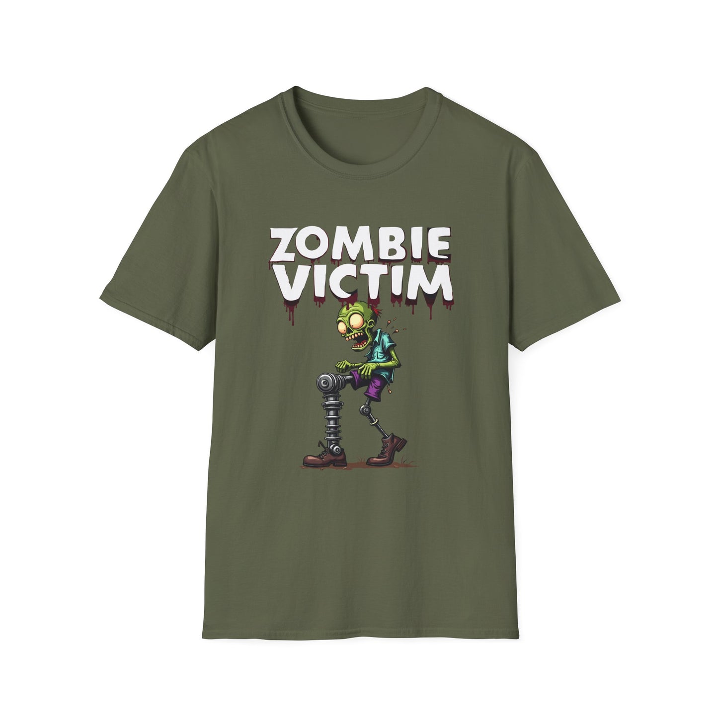 Amputee Humor, Limb Loss Awareness Tee, Zombie Victim Amp V1 Blk Print