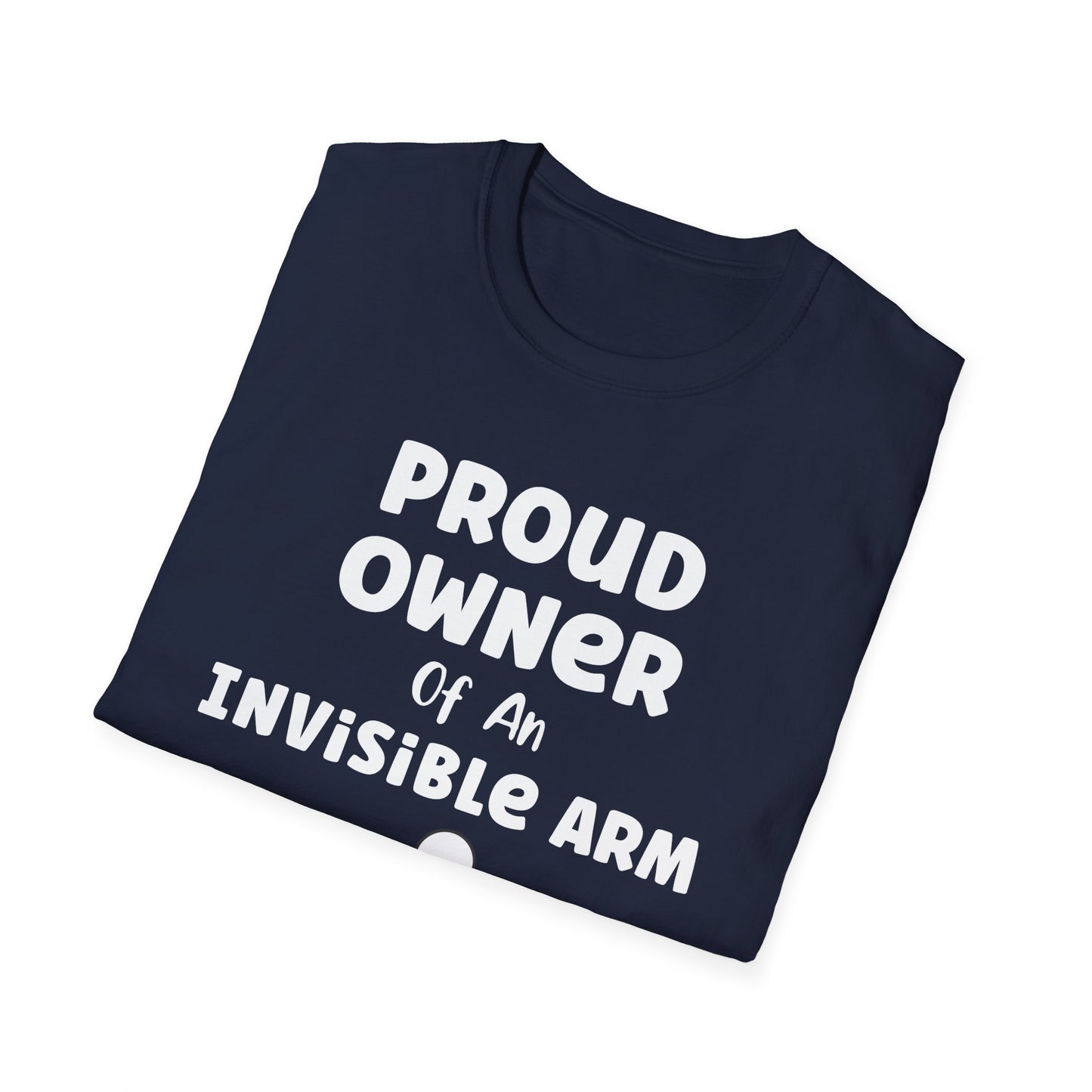 Amputee Humor, Limb Loss Awareness Tee, Proud Owner Of Invisible Arm Figure V1 Blk Print 1