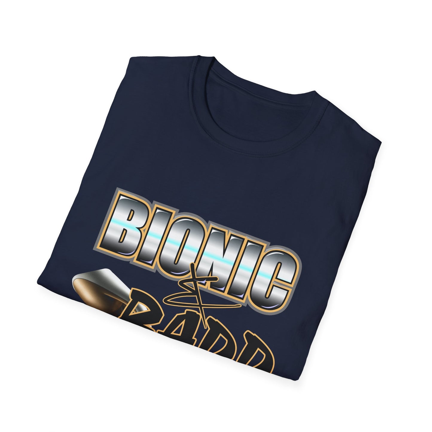Amputee Humor, Limb Loss Awareness Tee, Bionic N Badd V3 Blk Shrt Print