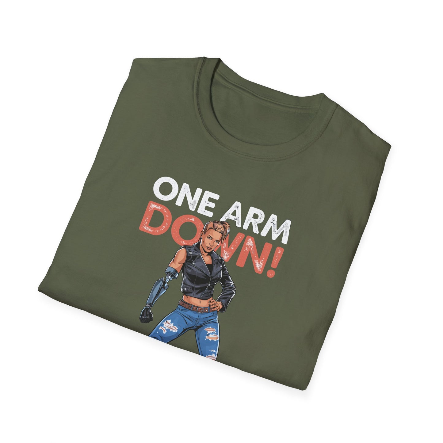 Amputee Humor, Limb Loss Awareness Tee, One Arm Down Woman V1 Print