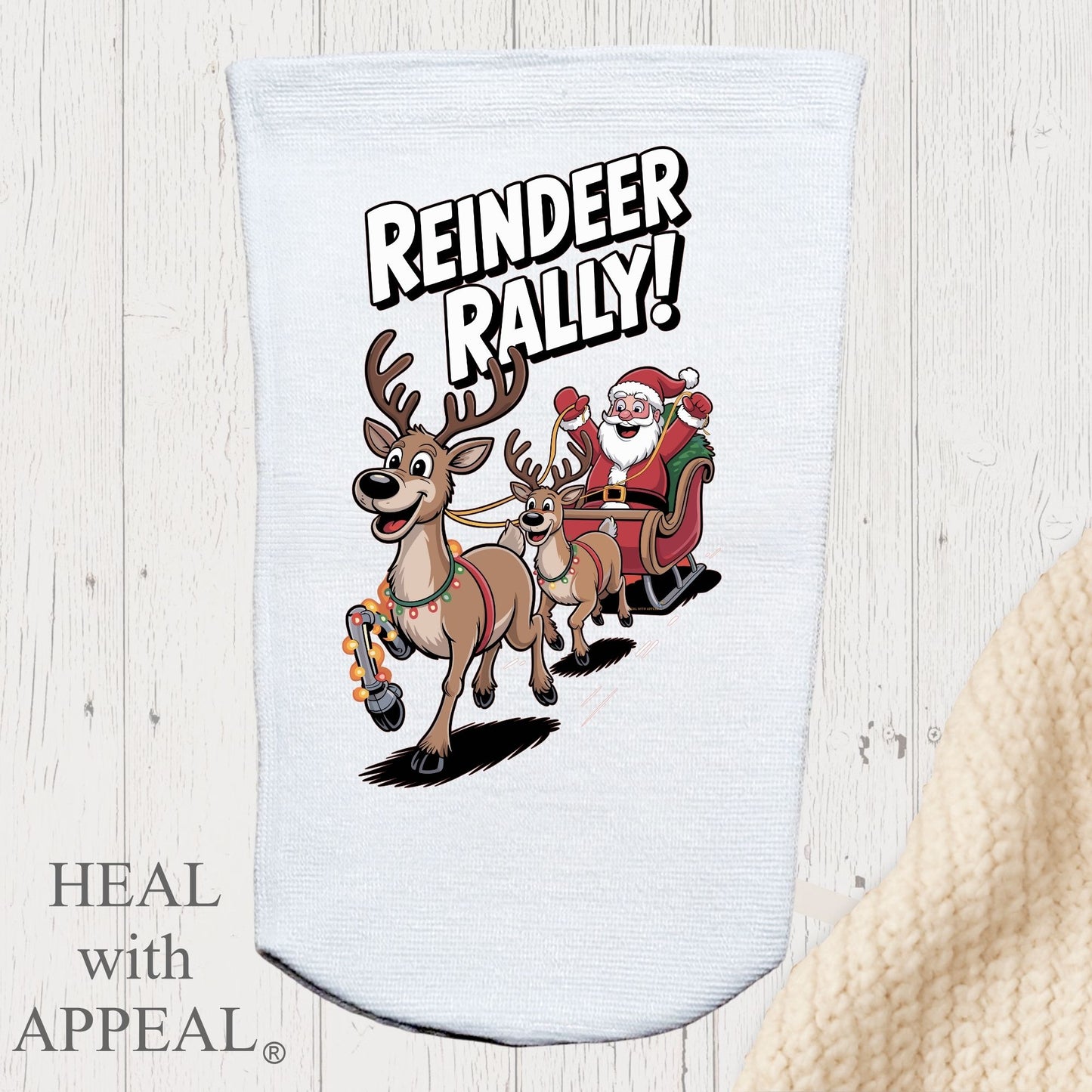 Amputee Sock, "Rheindeer Rally V1" 3ply Stump Sock