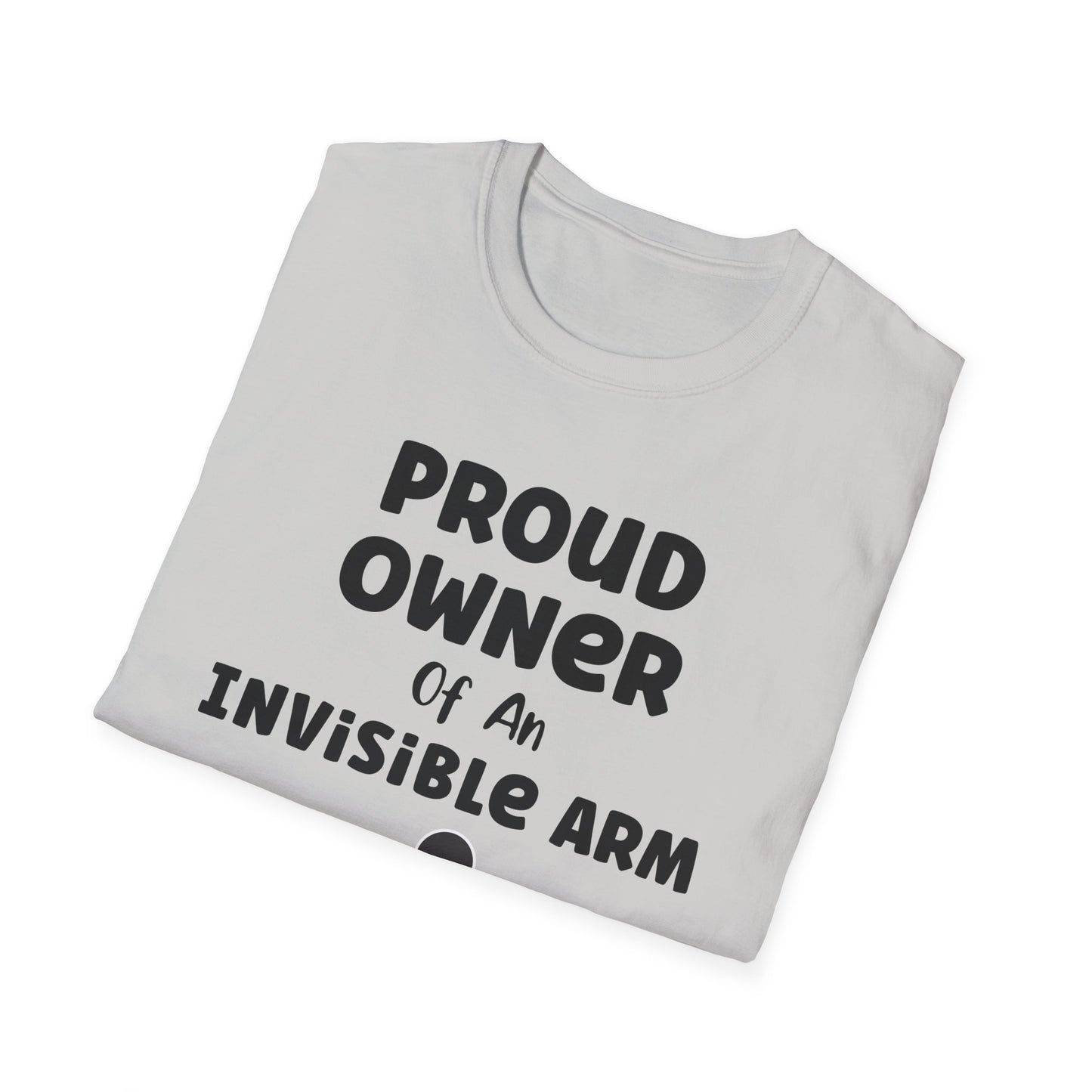 Amputee Humor, Limb Loss Awareness Tee, Proud Owner Of Invisible Arm Figure V1 Blk Print 1