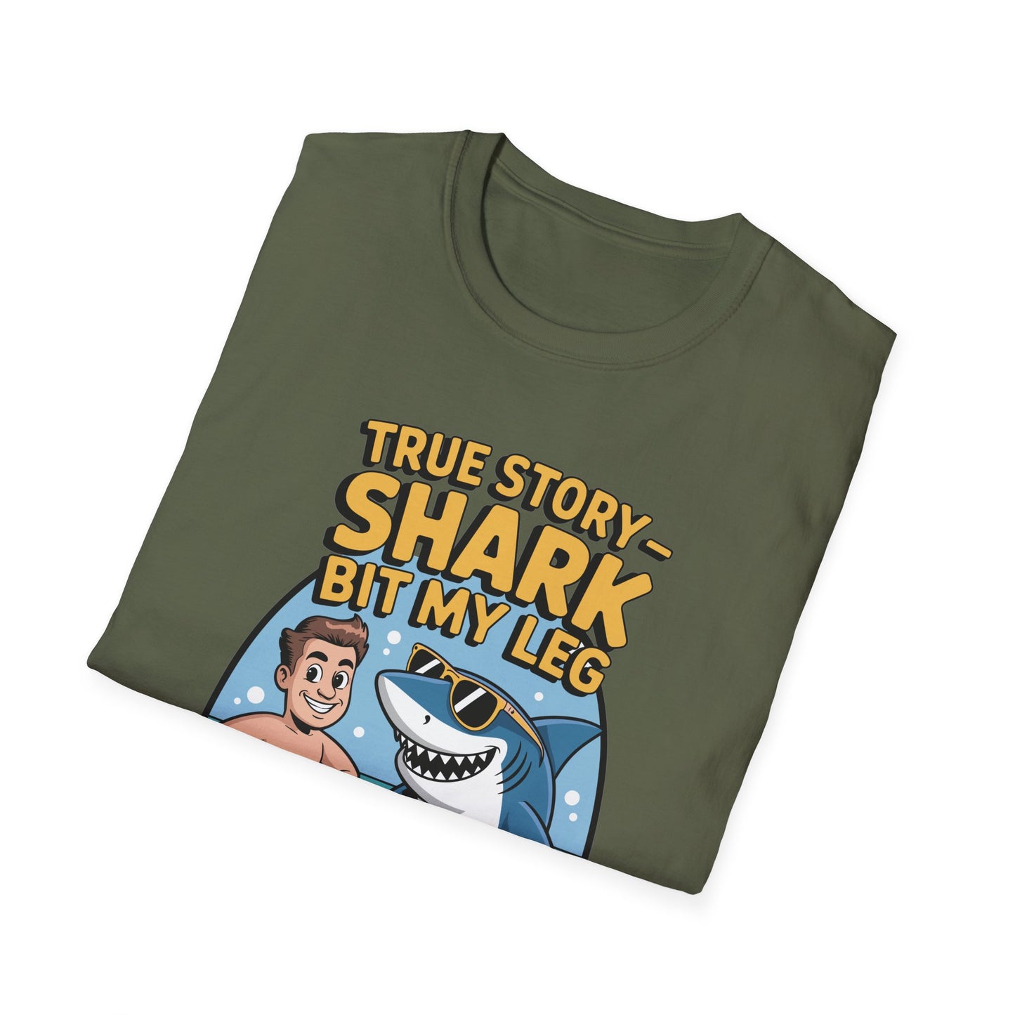 Amputee Humor, Limb Loss Awareness Tee, True Story Shark Bit My Leg V2