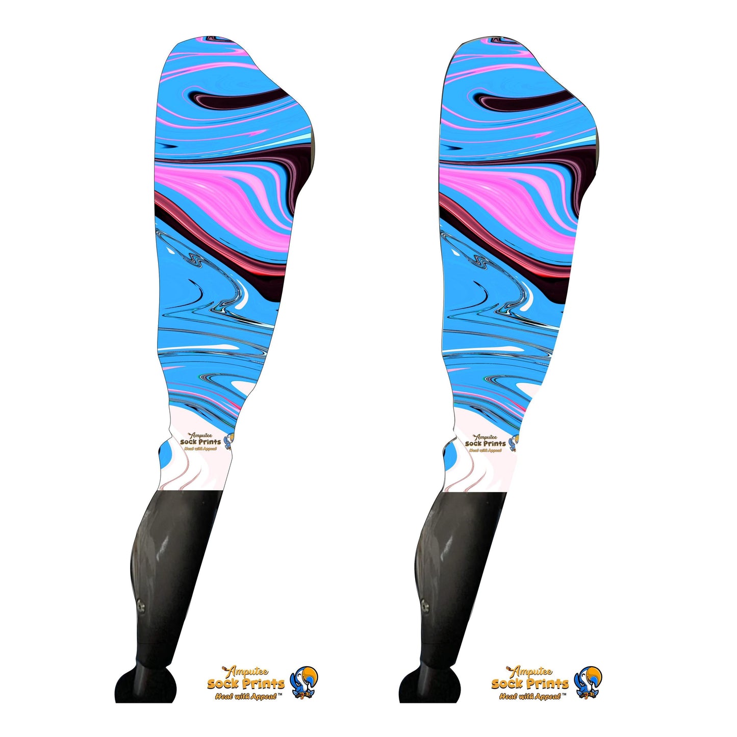 Abstract blue swirls v1 BOOT PAIR