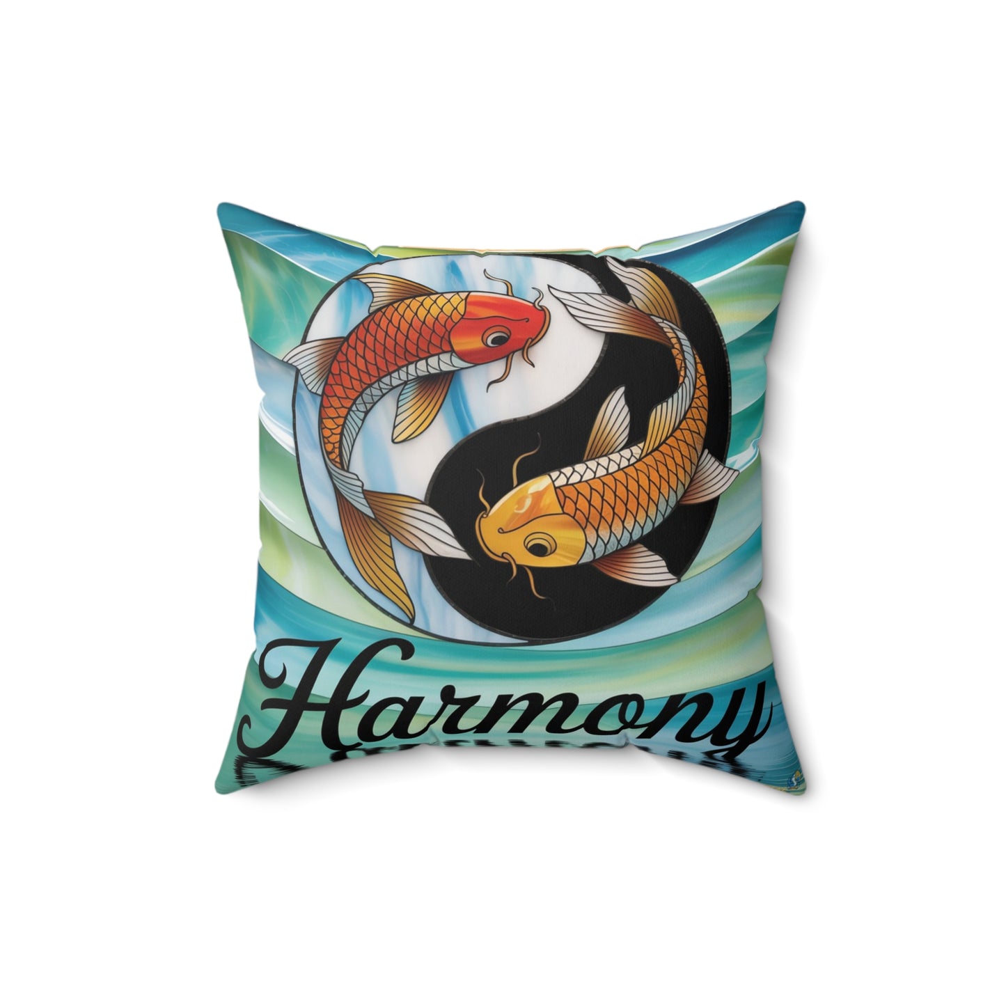 Inspirational Coix Fish Throw Pillow – Stained Glass Mosaic Cushion | Loyalty & Spirit Decorative Pillow