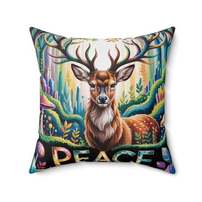 Inspirational Deer Throw Pillow – Stained Glass Mosaic Cushion | Loyalty & Spirit Decorative Pillow