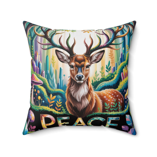 Inspirational Deer Throw Pillow – Stained Glass Mosaic Cushion | Loyalty & Spirit Decorative Pillow