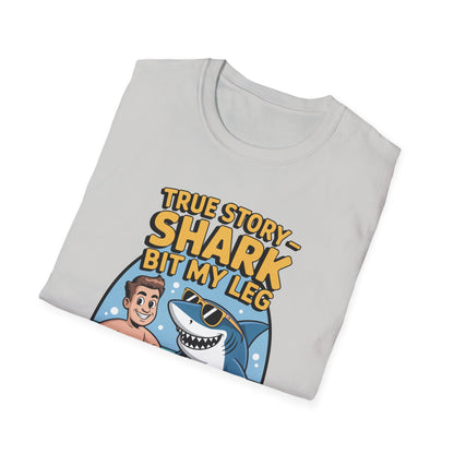 Amputee Humor, Limb Loss Awareness Tee,   True Story Shark Bit My Leg V2