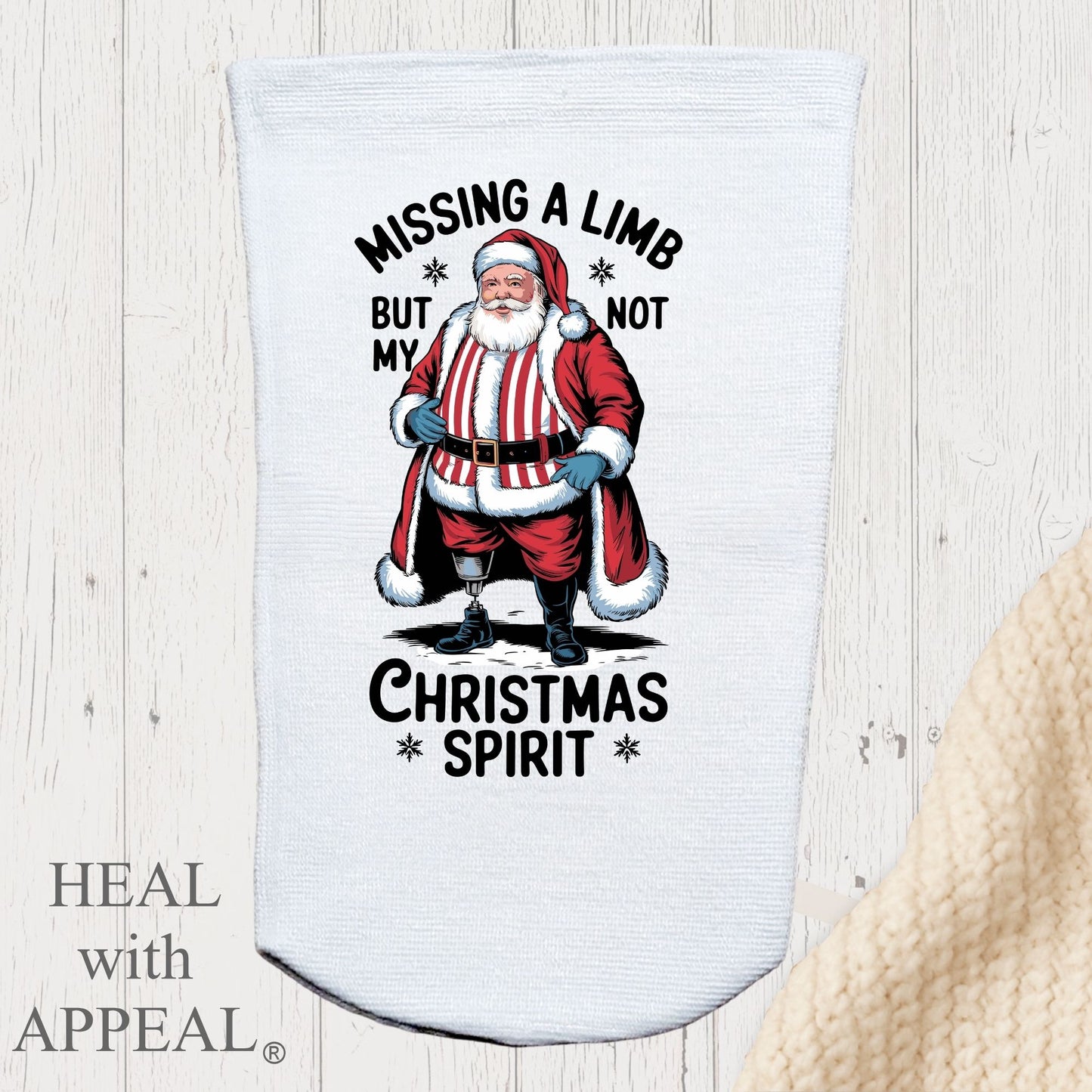Amputee Sock, "Missing limb not Christmas Spirit V2" 3ply Stump Sock