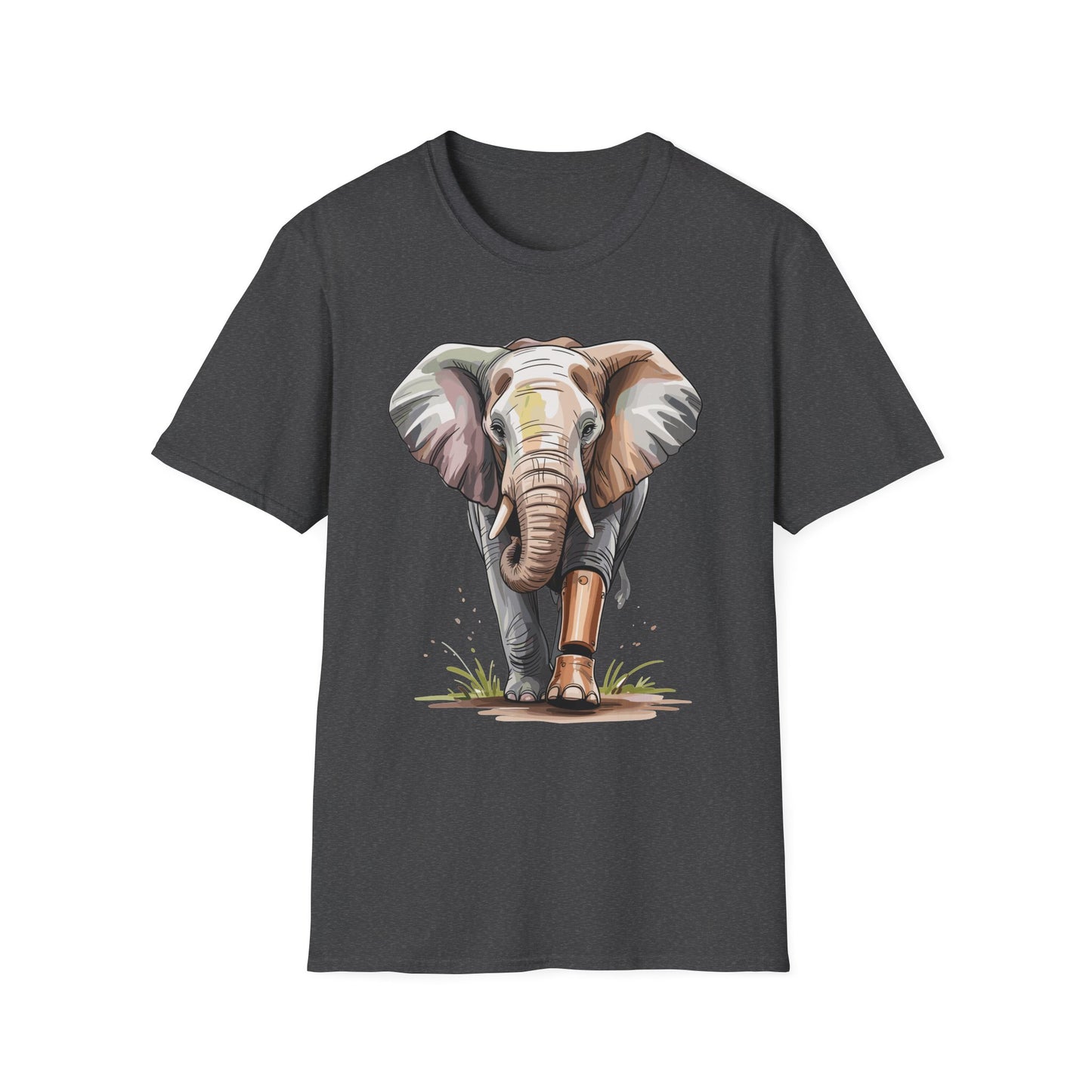 Elephant with Prosthetic Leg T-Shirt — Strong Standing Elephant Design