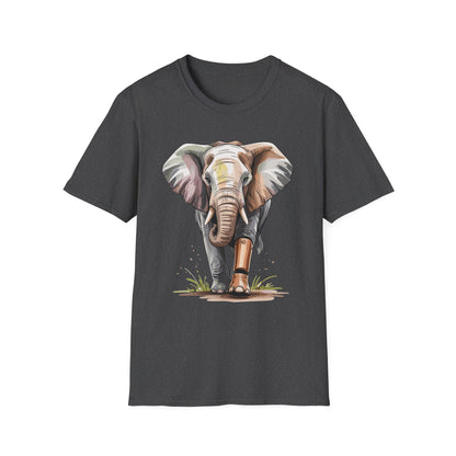 Elephant with Prosthetic Leg T-Shirt — Strong Standing Elephant Design