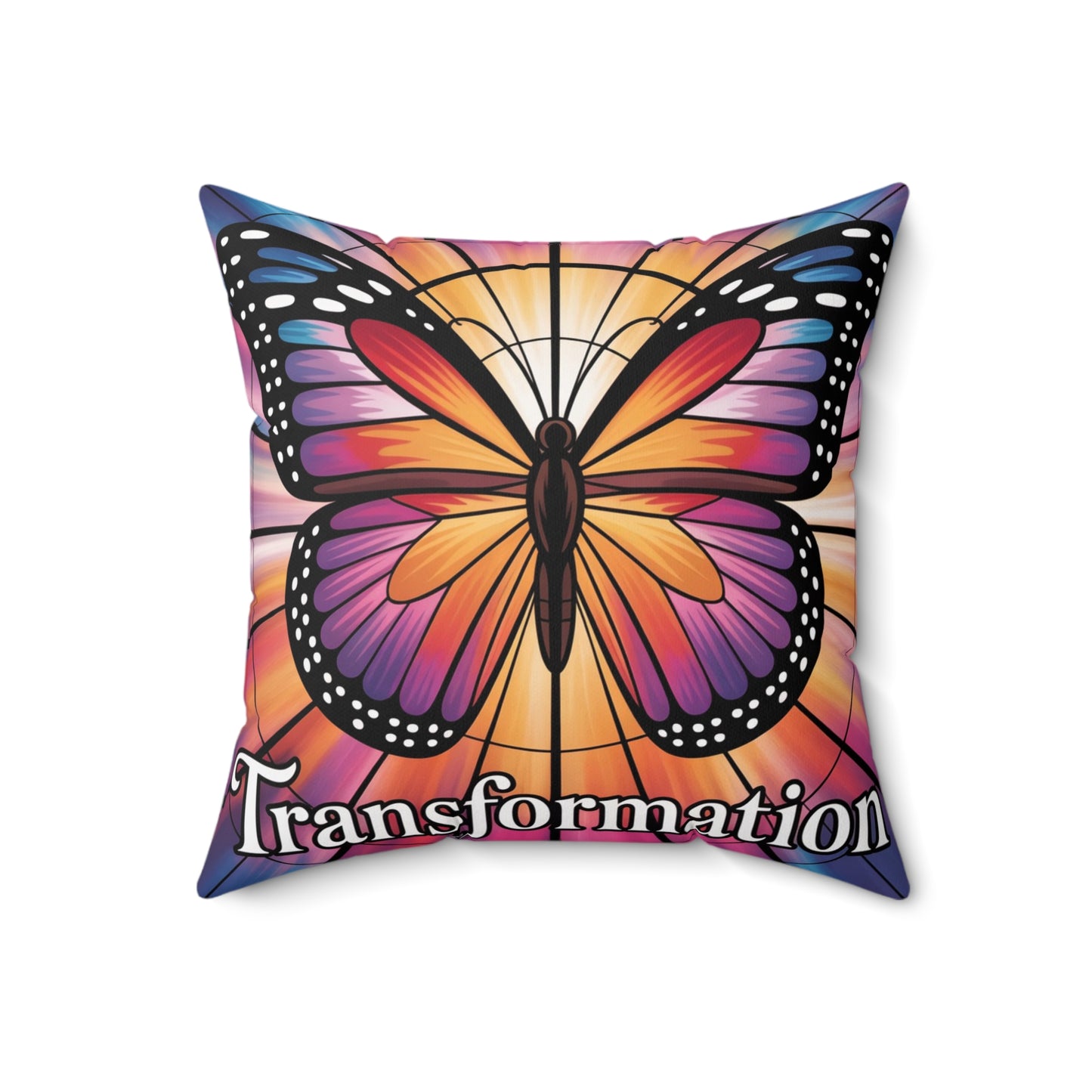 Inspirational Butterfly Throw Pillow – Stained Glass Mosaic Cushion | Loyalty & Spirit Decorative Pillow