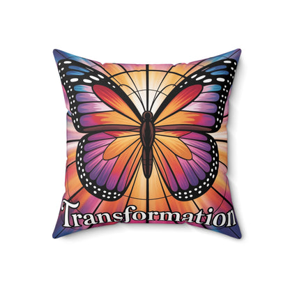 Inspirational Butterfly Throw Pillow – Stained Glass Mosaic Cushion | Loyalty & Spirit Decorative Pillow