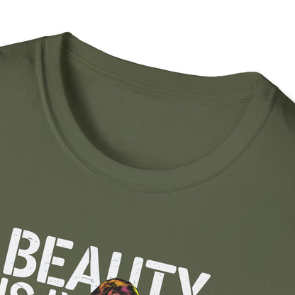 Amputee Humor, Limb Loss Awareness Tee,   Beauty Is In The Eye Female Leg Amputee V2 Print