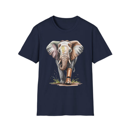 Elephant with Prosthetic Leg T-Shirt — Strong Standing Elephant Design