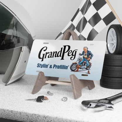 GrandPeg Amputee Wheelchair License Plate – Funny Biker Prosthetic Accessory for Mobility Scooter Riders