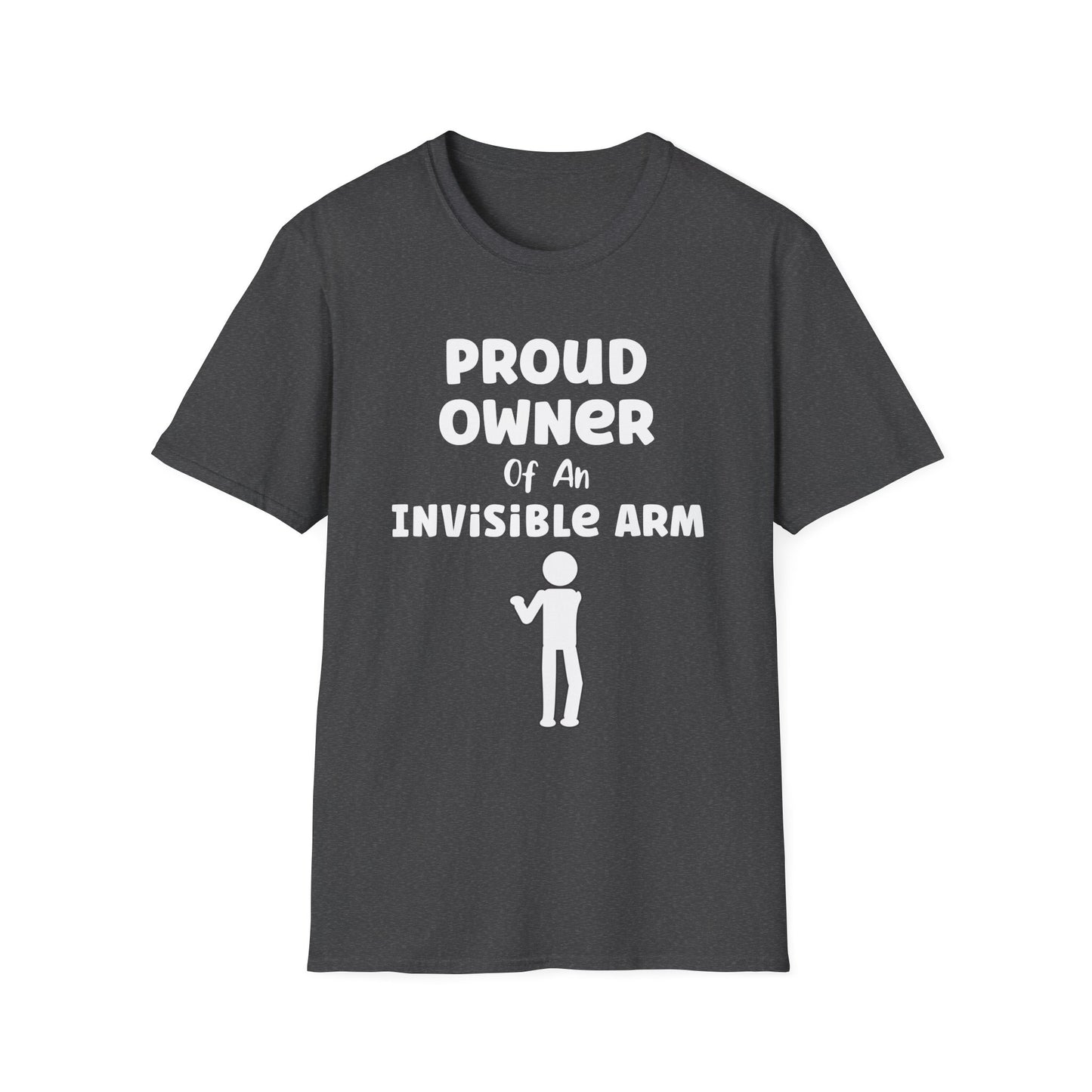 Amputee Humor, Limb Loss Awareness Tee,   Proud Owner Of Invisible Arm Figure V1 Blk Print 1