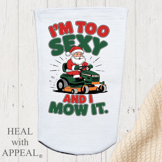 Amputee Sock, "Santa too sexy and I mow it V1" 3ply Stump Sock