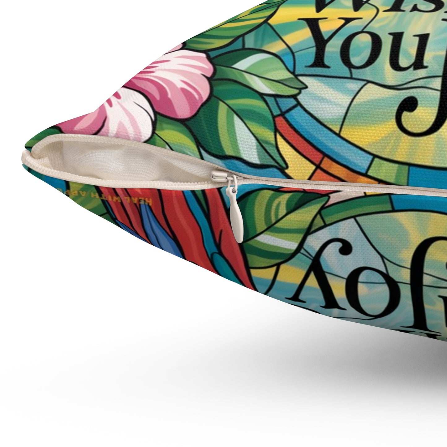 Inspirational Scarlet Macw Throw Pillow – Stained Glass Mosaic Cushion | Endurance & Wisdom Decorative Decor