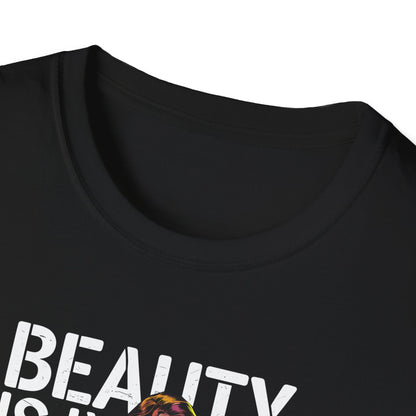 Amputee Humor, Limb Loss Awareness Tee,   Beauty Is In The Eye Female Leg Amputee V2 Print