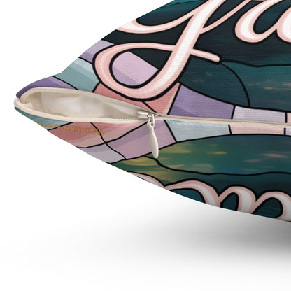 Inspirational Swan Throw Pillow – Stained Glass Mosaic Cushion | Grace & Beauty Decorative Accent