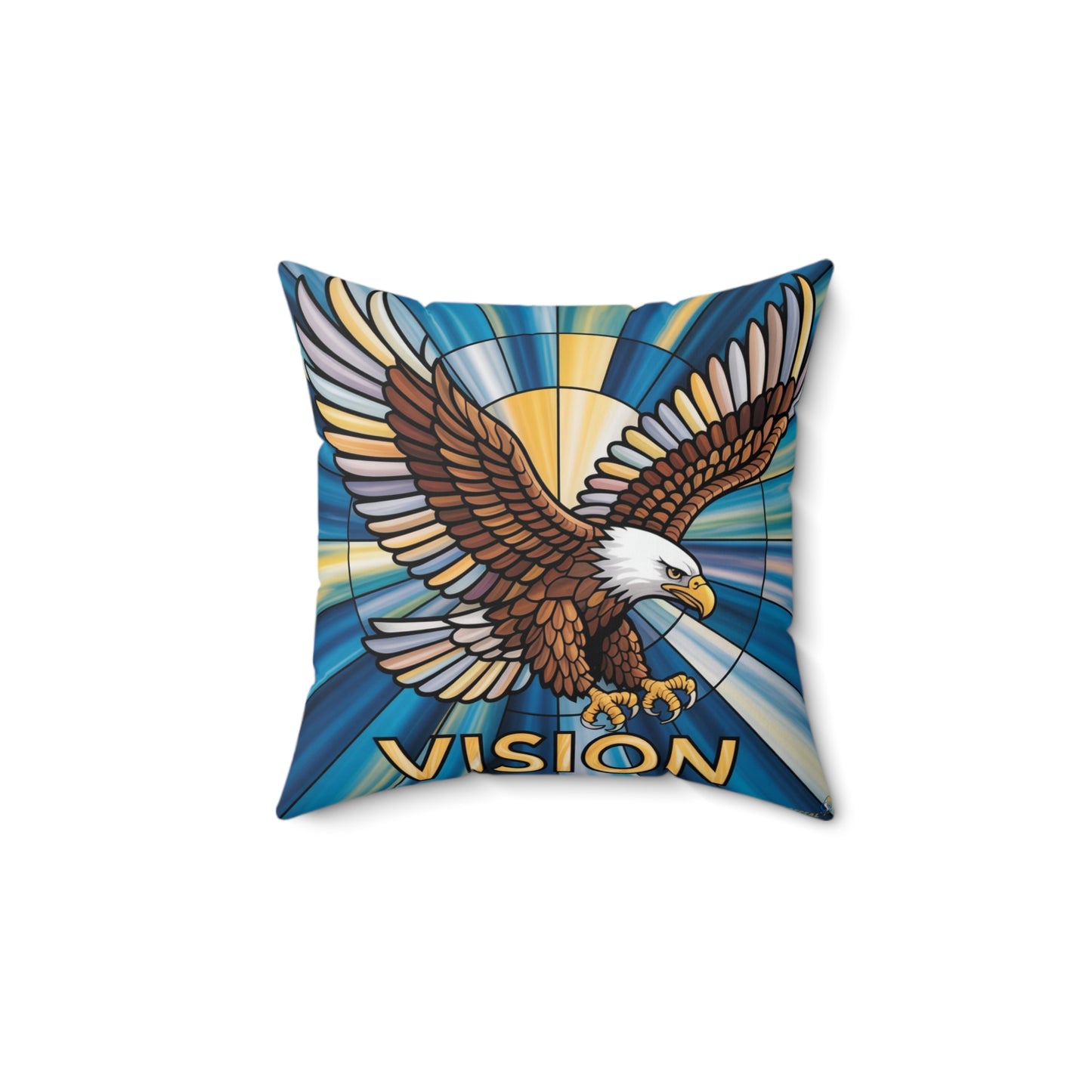 Inspirational Eagle Throw Pillow – Stained Glass Mosaic Cushion | Loyalty & Spirit Decorative Pillow