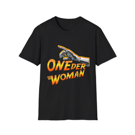 Amputee Humor, Limb Loss Awareness Tee,   Oneder Woman V1 Blk Shrt Print