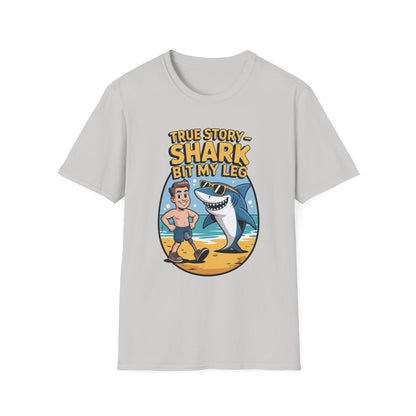 Amputee Humor, Limb Loss Awareness Tee,   True Story Shark Bit My Leg V2