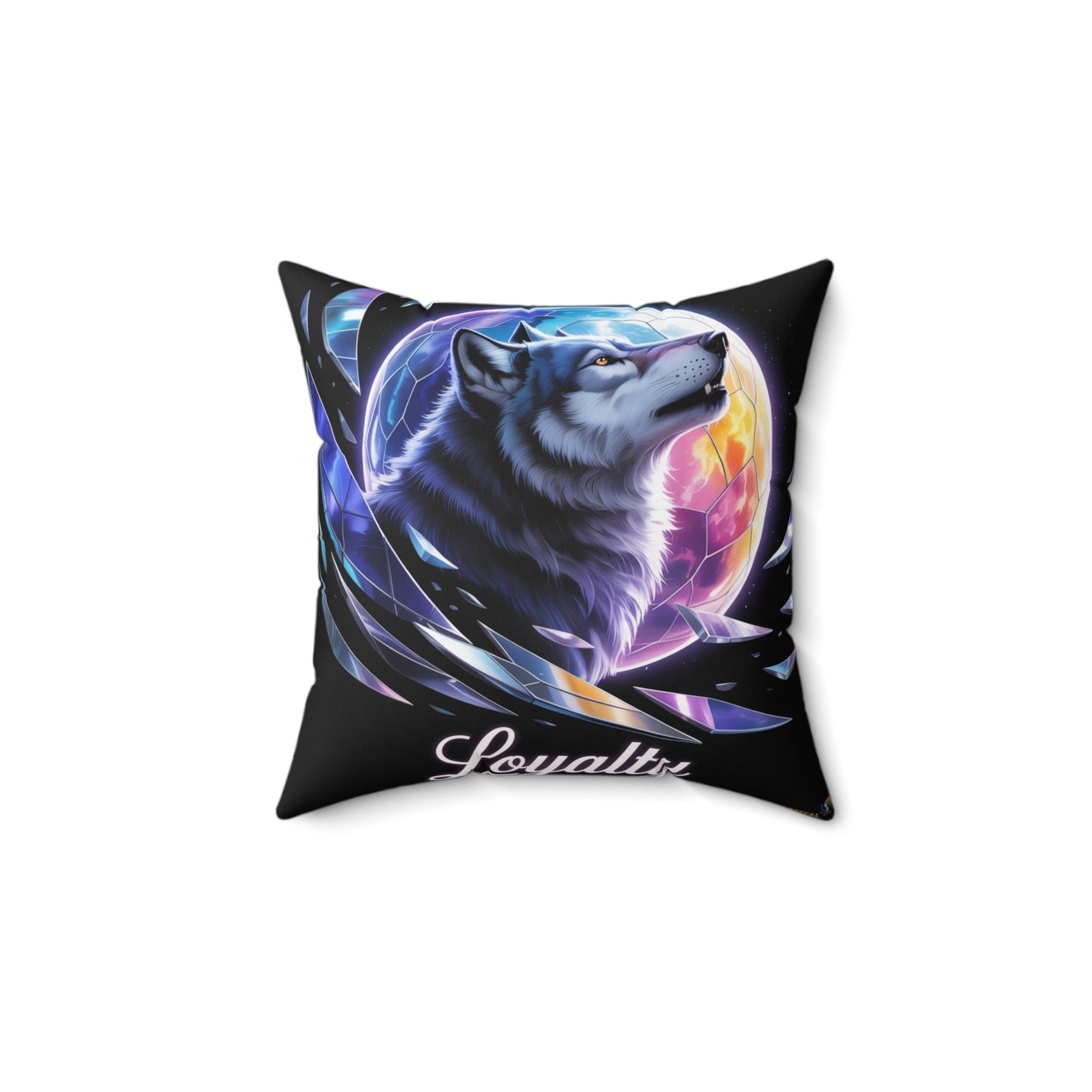 Inspirational Wolf Throw Pillow – Stained Glass Mosaic Cushion | Loyalty & Spirit Decorative Pillow