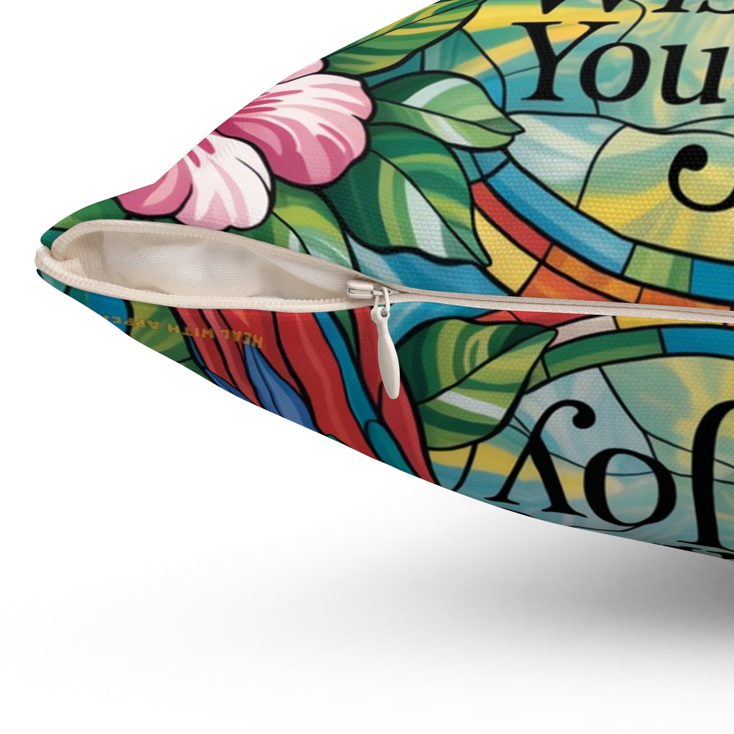 Inspirational Scarlet Macw Throw Pillow – Stained Glass Mosaic Cushion | Endurance & Wisdom Decorative Decor