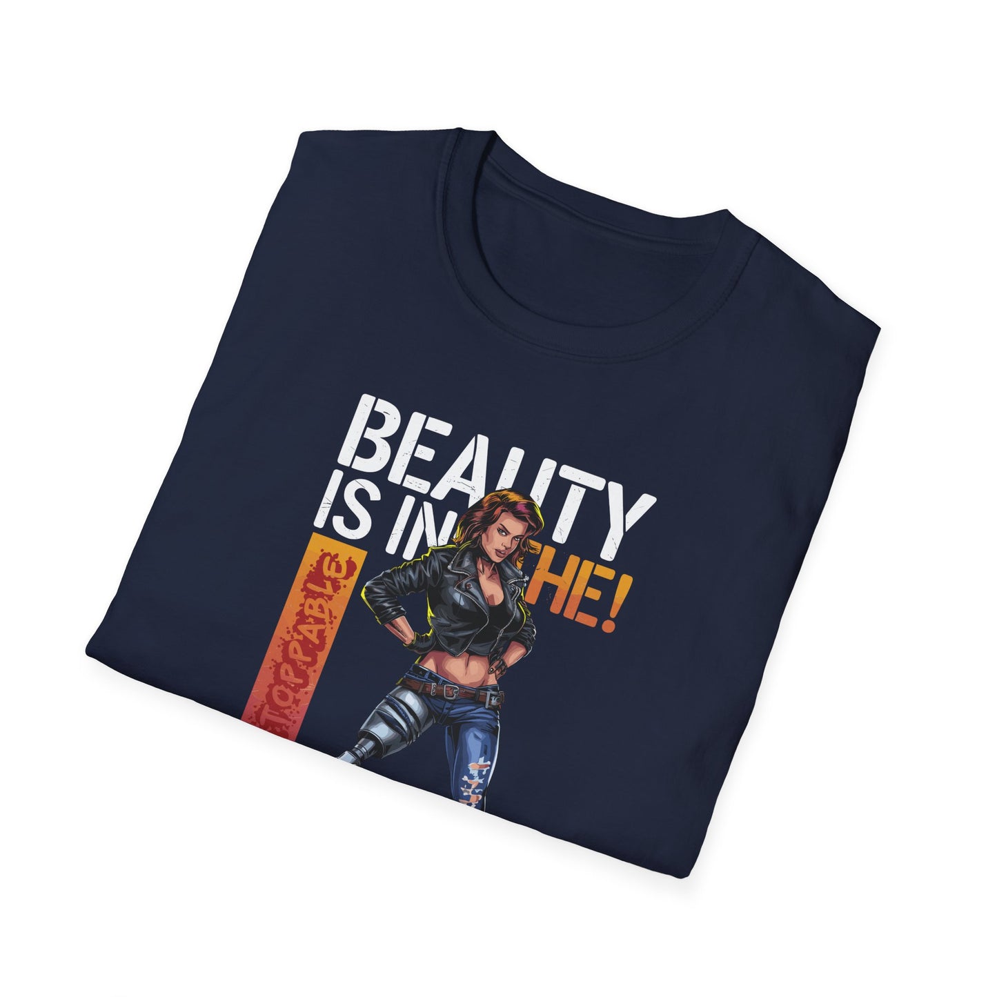 Amputee Humor, Limb Loss Awareness Tee,   Beauty Is In The Eye Female Leg Amputee V2 Print