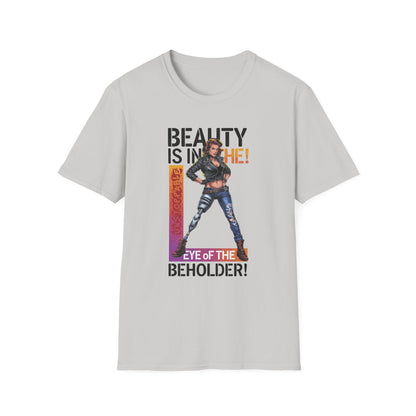 Amputee Humor, Limb Loss Awareness Tee,   Beauty Is In The Eye Female Leg Amputee V2 Print