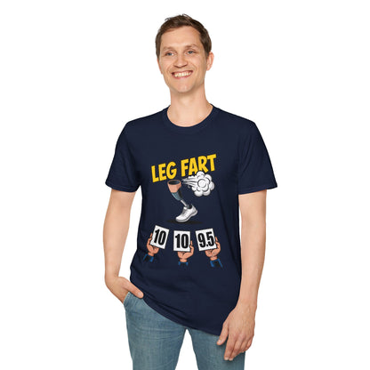 Prosthetic Leg Fart Scoreboard T-Shirt | Funny Amputee Sports Judging Graphic Tee
