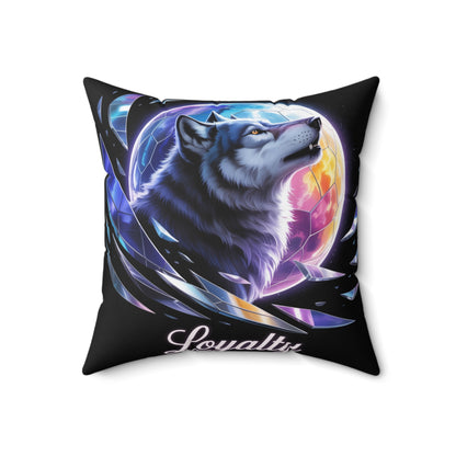 Inspirational Wolf Throw Pillow – Stained Glass Mosaic Cushion | Loyalty & Spirit Decorative Pillow