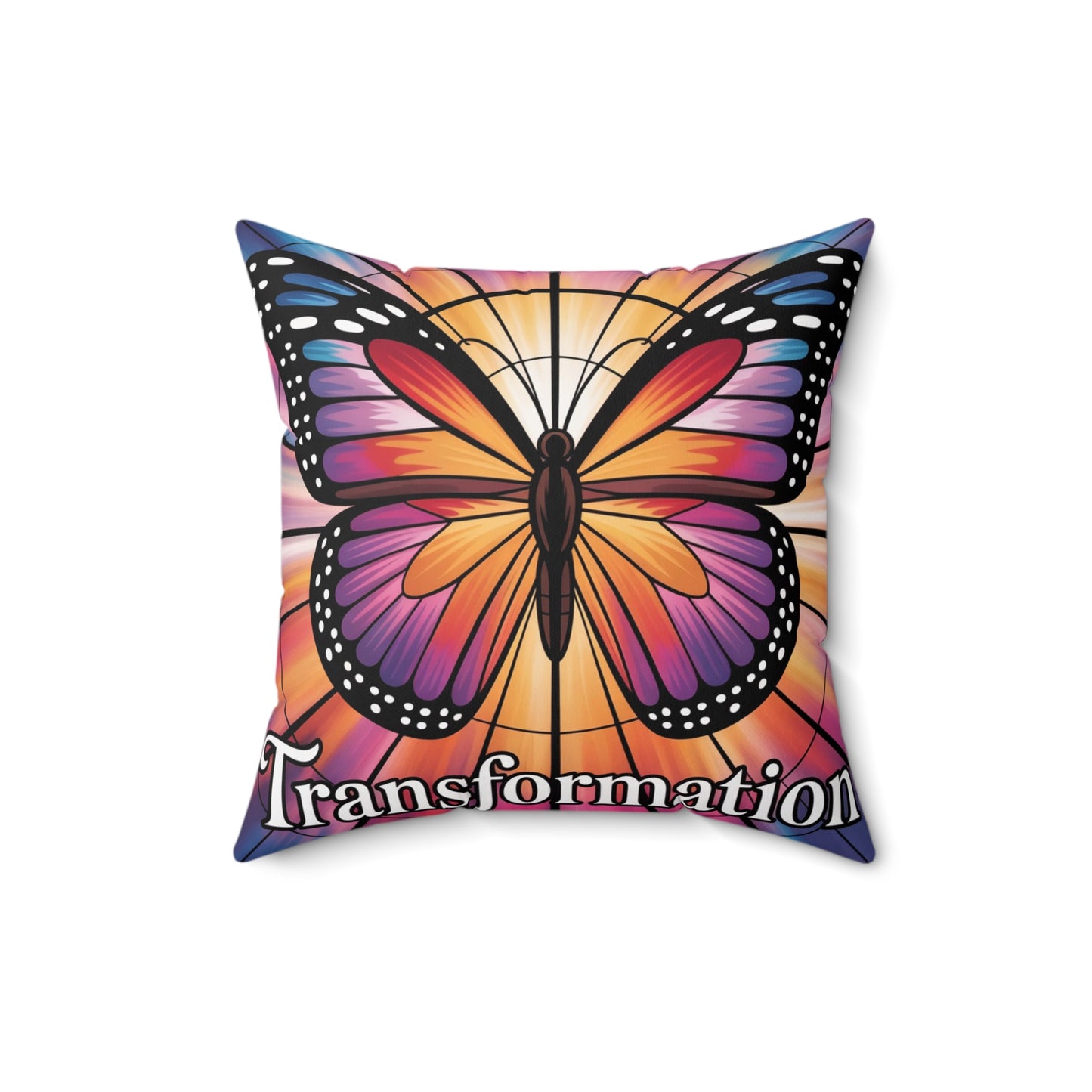 Inspirational Butterfly Throw Pillow – Stained Glass Mosaic Cushion | Loyalty & Spirit Decorative Pillow