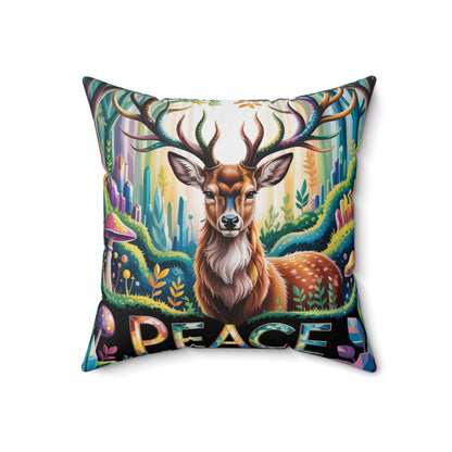 Inspirational Deer Throw Pillow – Stained Glass Mosaic Cushion | Loyalty & Spirit Decorative Pillow