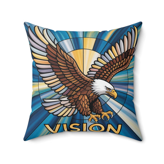 Inspirational Eagle Throw Pillow – Stained Glass Mosaic Cushion | Loyalty & Spirit Decorative Pillow