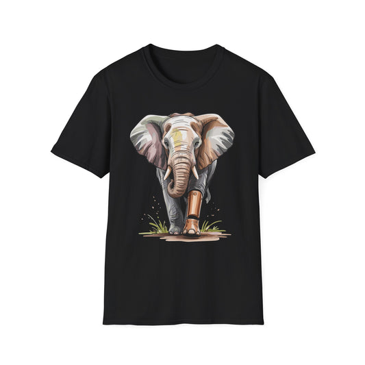 Elephant with Prosthetic Leg T-Shirt — Strong Standing Elephant Design