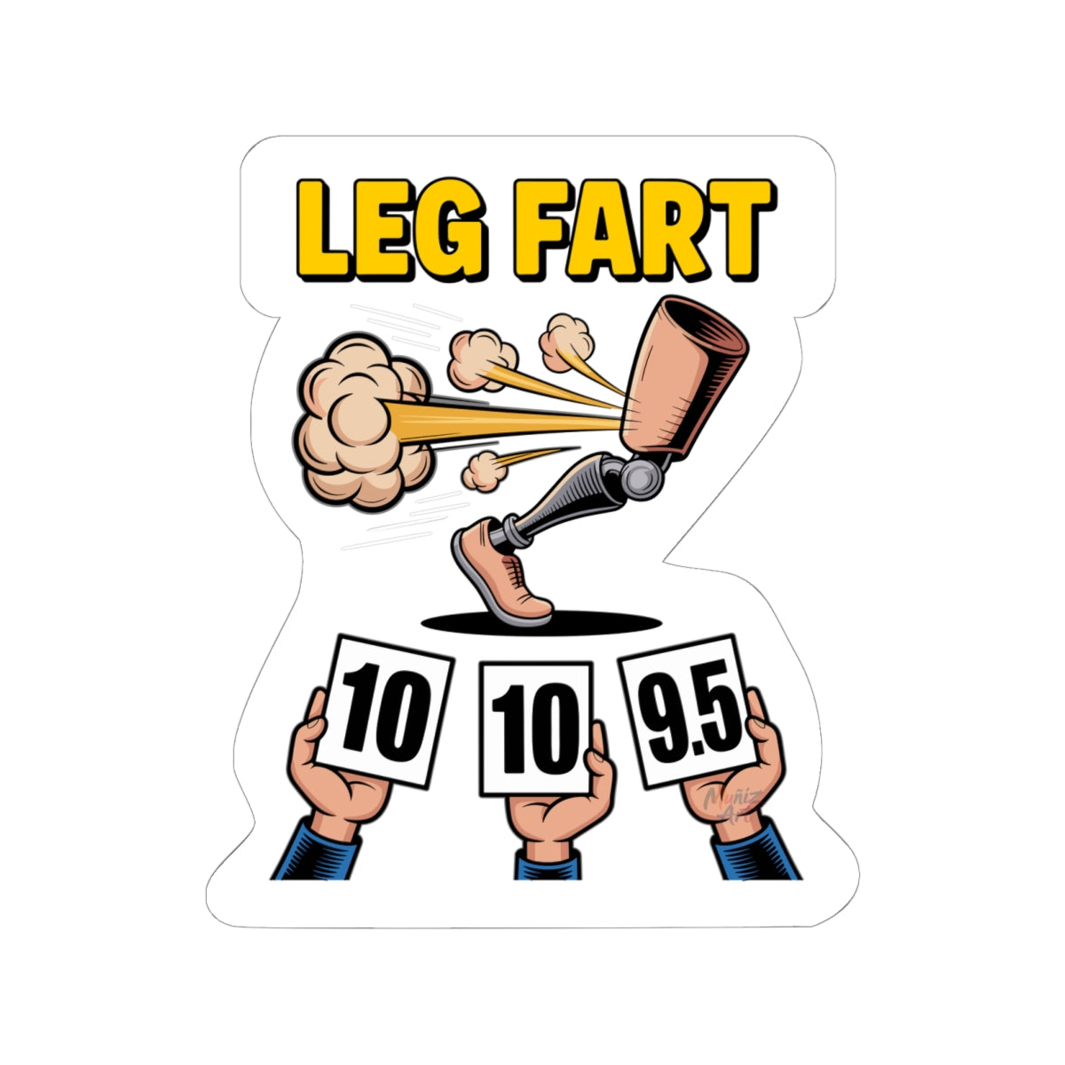 Leg Fart Sticker | Prosthetic Leg Cartoon Kiss-Cut Vinyl