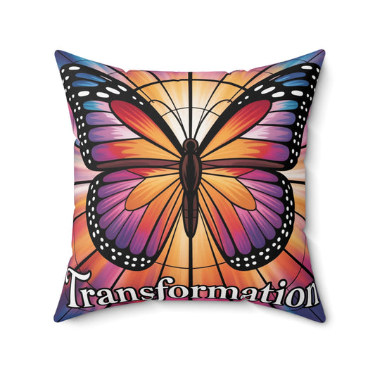 Inspirational Butterfly Throw Pillow – Stained Glass Mosaic Cushion | Loyalty & Spirit Decorative Pillow