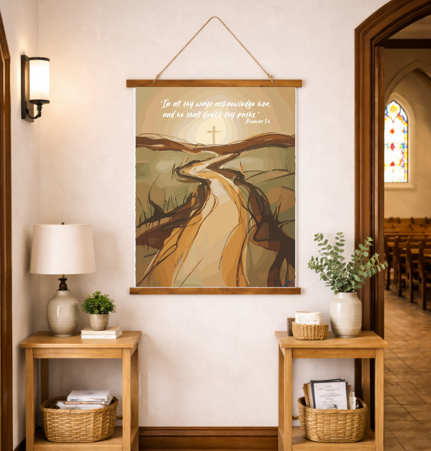 Bible Verse Wall Art, Christian Wall Tapestry, Proverbs 3:6 Scripture Art
