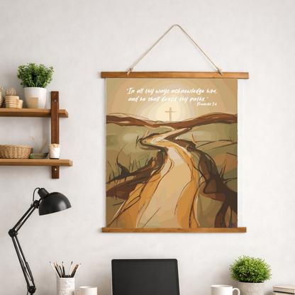 Bible Verse Wall Art, Christian Wall Tapestry, Proverbs 3:6 Scripture Art