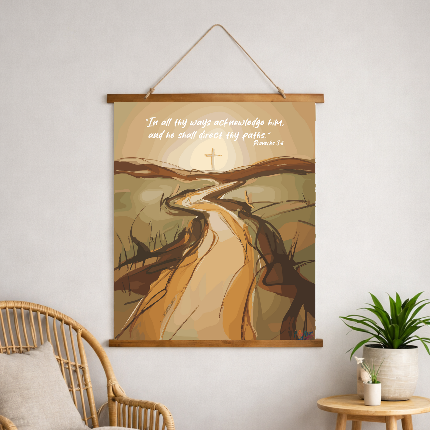 Bible Verse Wall Art, Christian Wall Tapestry, Proverbs 3:6 Scripture Art