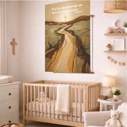 Bible Verse Wall Art, Christian Wall Tapestry, Proverbs 3:6 Scripture Art