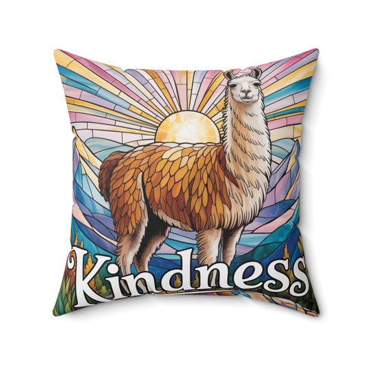 Inspirational LLama Throw Pillow – Stained Glass Mosaic Cushion | Loyalty & Spirit Decorative Pillow