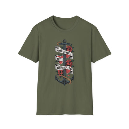 Amputee Humor, Limb Loss Awareness Tee,   Amputated Not Defeated V1