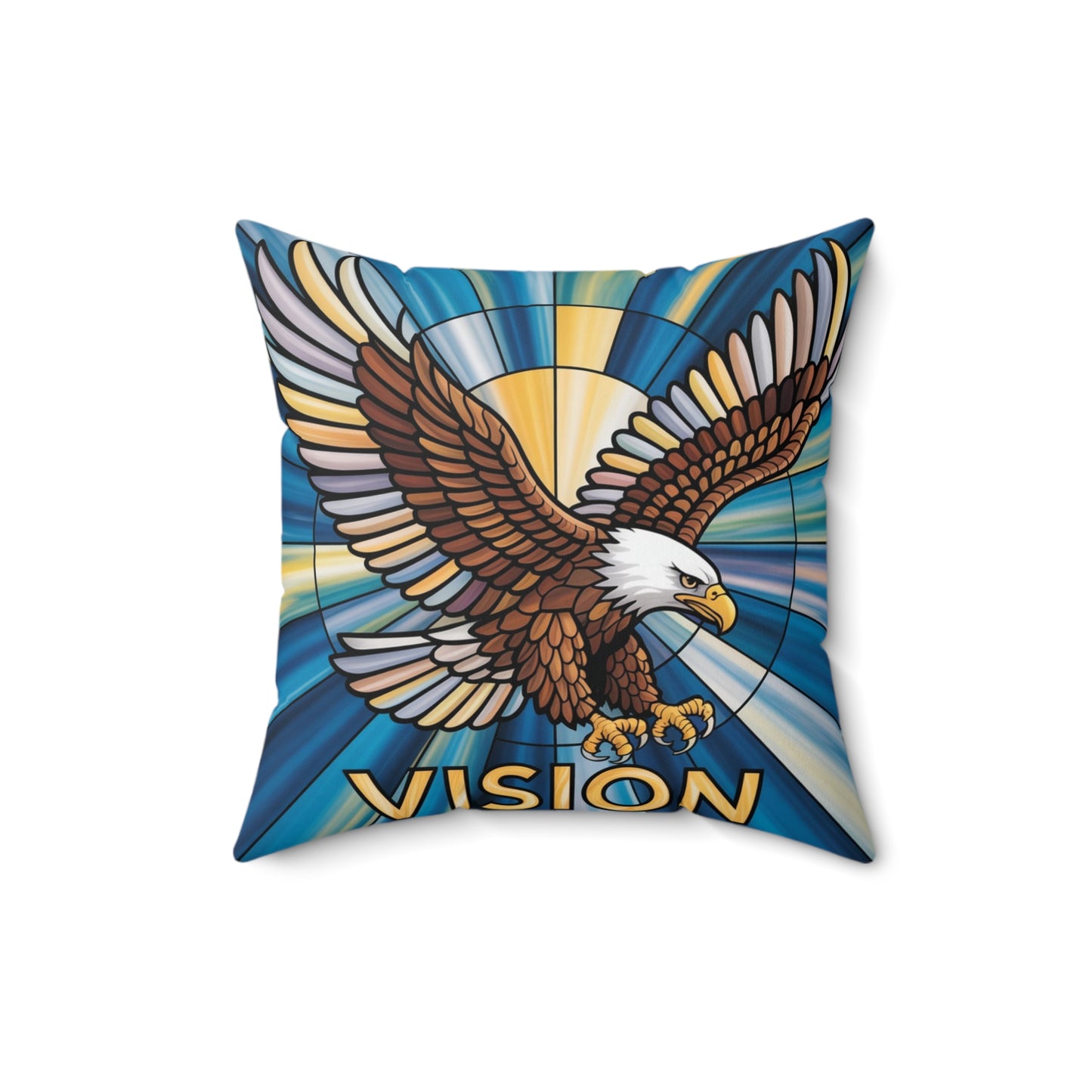 Inspirational Eagle Throw Pillow – Stained Glass Mosaic Cushion | Loyalty & Spirit Decorative Pillow