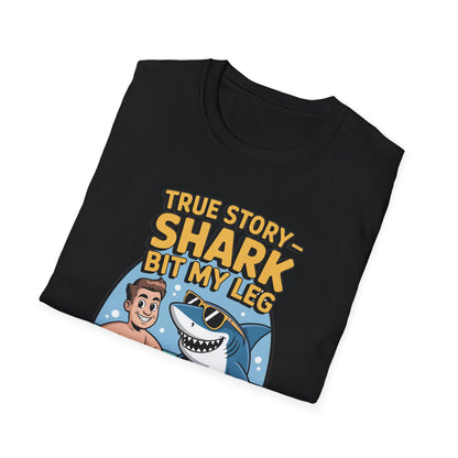 Amputee Humor, Limb Loss Awareness Tee,   True Story Shark Bit My Leg V2