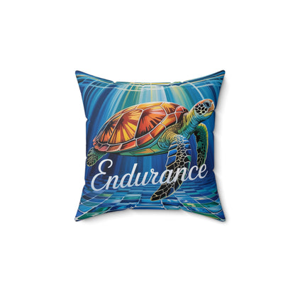 Inspirational Turtle Throw Pillow – Stained Glass Mosaic Cushion | Endurance & Wisdom Decorative Decor